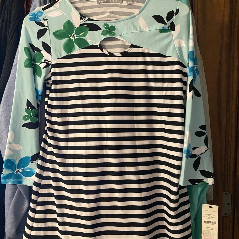Valerie Stevens Black and White Striped Shirt